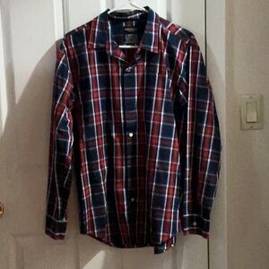 Nautica Boys (18-20) Red and Blue Plaid Button Down Shirt